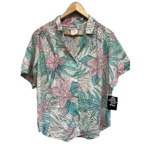 VTG 90s Hawaiian Tropical Pastel Button Down Camp Shirt USA Made Booth Bay M/L